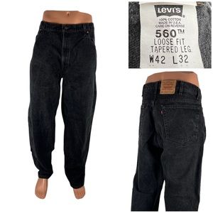 Levis 560 Jeans Mens 40 x 32 (actual) Loose Fit Tapered Black USA Vintage 1998